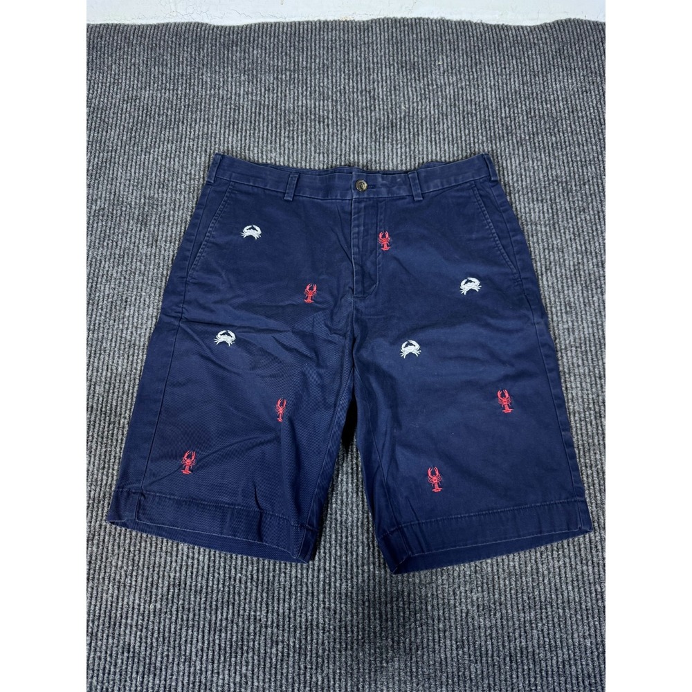 Brooks Brothers Chino Shorts Men 34 Navy Lobster Crab All Over Graphic Print AOP